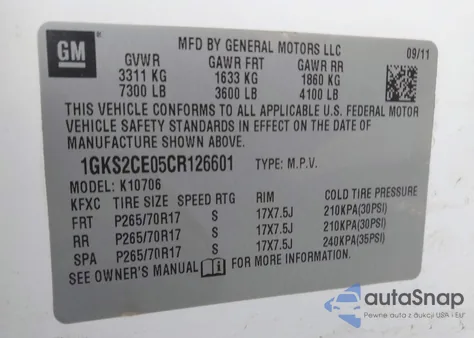 2012 GMC Yukon Slt z USA, uszkodzony, nr VIN 1GKS2CE05CR126601